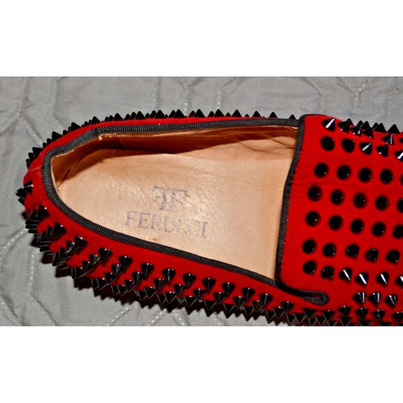 Ferucci Red Studded Spike Loafers Mens Size 11 Slip On Dress Shoes Prom Wedding